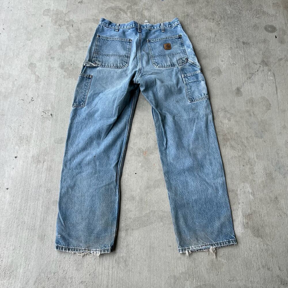 Carhartt denim blue jean double knee work wear carpenter pants - Picture 5 of 13